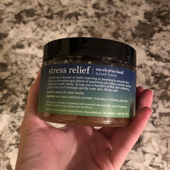 Bath Body Works Stress Relief Eucalyptus Basil 13 oz Sugar Scrub New BBW - Picture 2 of 10